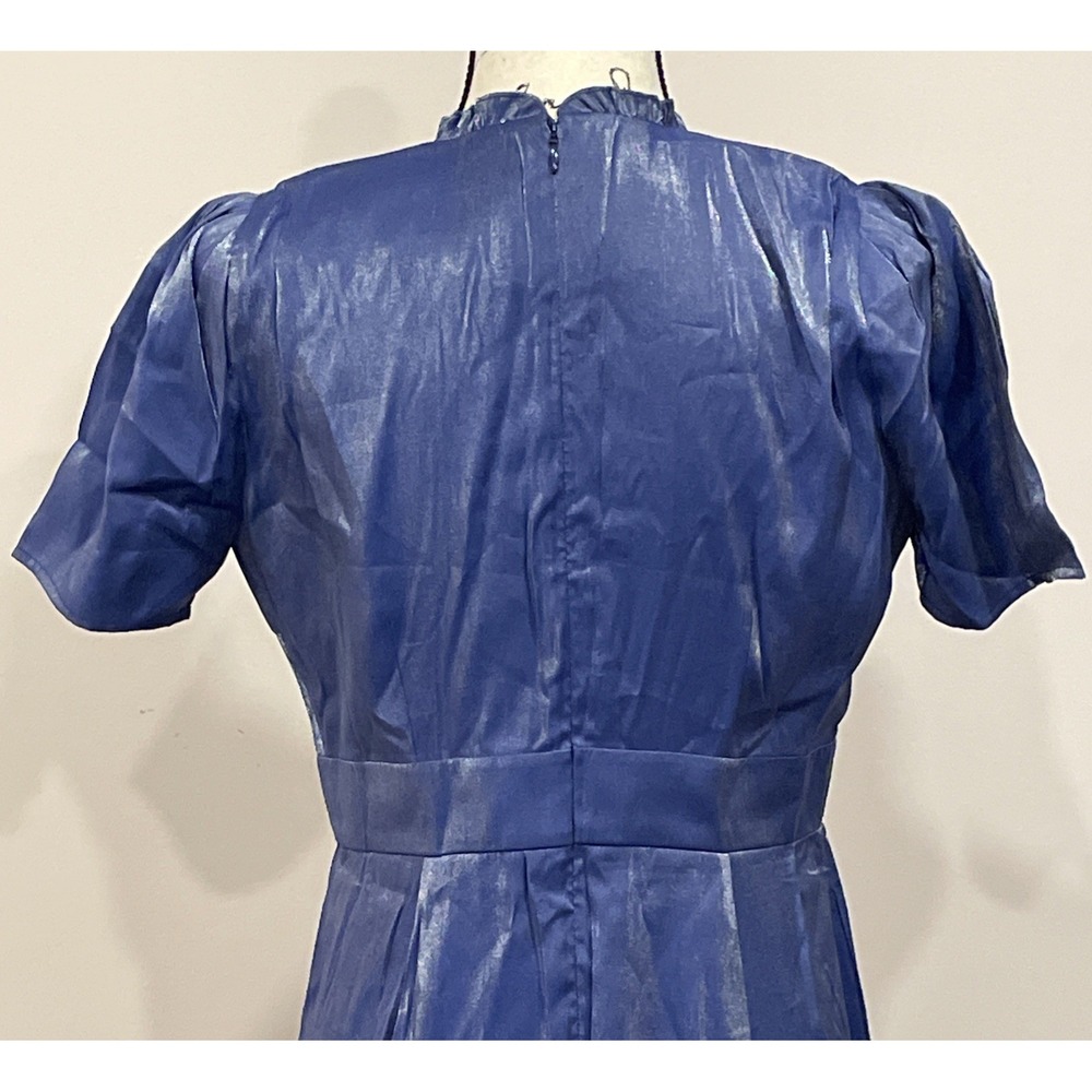 NEW Vintage Inspired Cobalt Blue Short Sleeve Dress Size M Caroline Vazzana - Picture 10 of 16